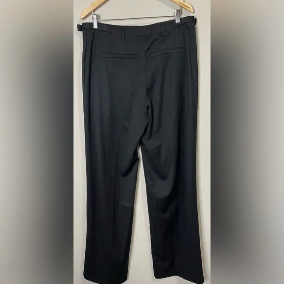 SIMKHAI Leroy Relaxed Straight Fit Pleated Pants Size 34 Black